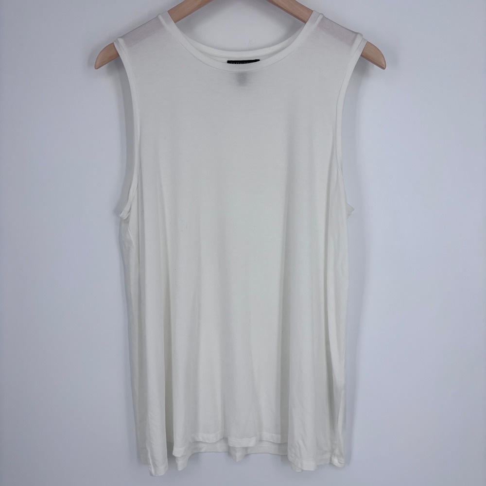 Eileen Fisher Tank Top Womens Large White Tencel Lyocell Stretch Minimalist